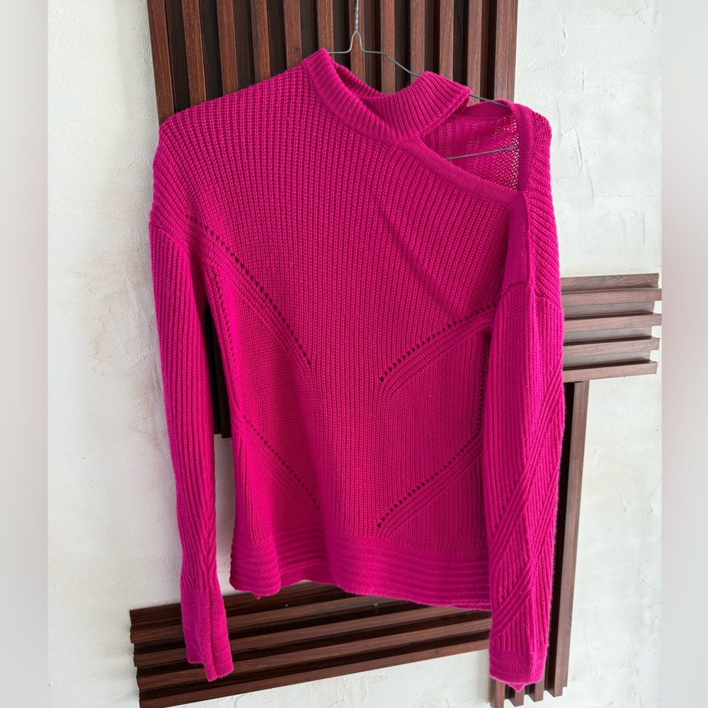 Worthington Fuchsia Off-the-Shoulder Sweater